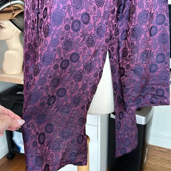 BIANCO LEVRIN Asian Inspired Tunic Topper Jacket Silk Blend Jacquard Ethereal - Picture 7 of 16